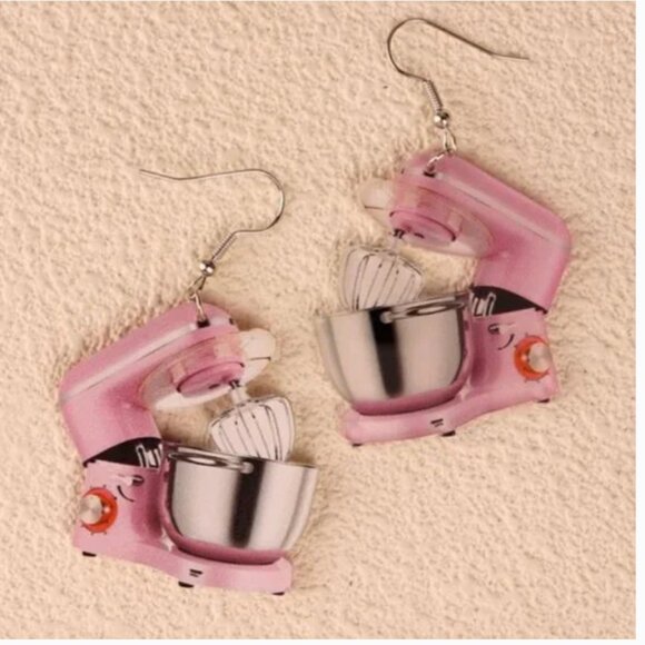 ⭐️❤️FREE Mixer Kitchen Baking Food Snack Drop Graphic Artsy Hipster Hip Earrings - Picture 1 of 5